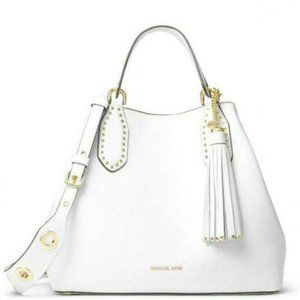 Michael Kors Small Pebbled Leather Satchel (White)